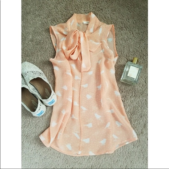 🐦 Modcloth Chiffon scarf bird top - Picture 1 of 3